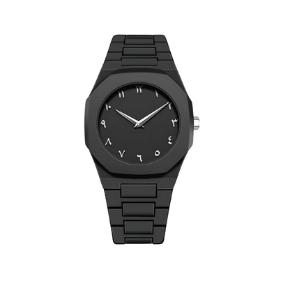 BLACK AURA 2025 – Arabic Dial Men’s Watch | Waterproof, Steel Chain, Bold Design